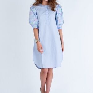 Vilagallo Bettina Cotton Dress with Sequin Sleeves